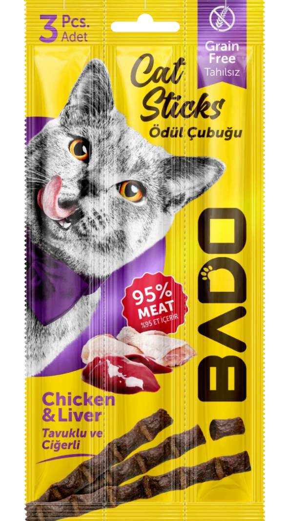 Bado Kedi Ödül Çubuğu Tavuk ve Ciğerli 3x5gr