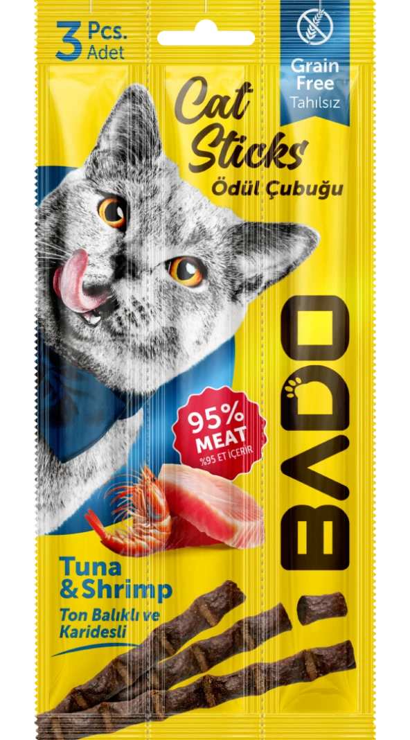 Bado Kedi Ödül Çubuğu Ton Balıklı ve Karidesli 3x5gr