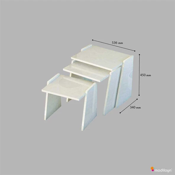 MODİLAYN VİVA Zigon Sehpa Takımı High Gloss -BEYAZ - 3