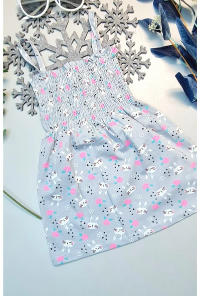 Yazlık İp Askılı Kız Çocuk Elbise Hello Kity Desenli - 2