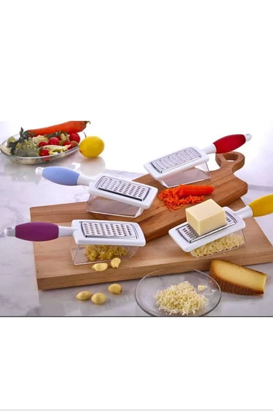 Hazneli Rende Saplı Çift Yönlü Sarımsak Peynir Meyve Sebze El Rendesi Royaleks FR-166 - 3