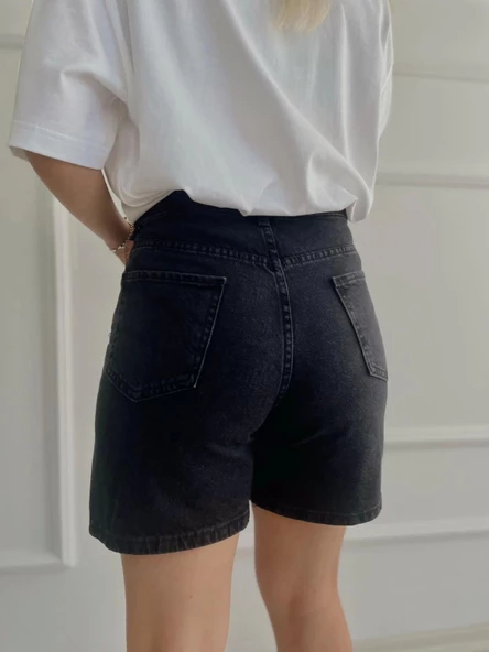 Kadın Şehir Boy Şort Siyah - Resim 4