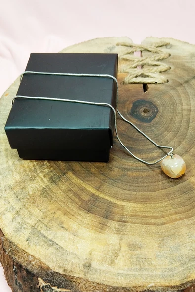 Kalsit Doğal Taşı Zincirli El Yapımı Kolye Uç: 1,5 cm Zincir: 20 cm Kutulu - 7
