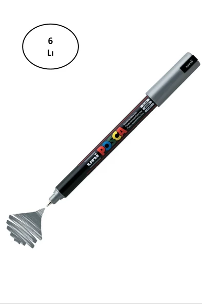 Uni Posca PC-1M Boyama Markörü 0.7 mm METALİK Gümüş 10'lu ürün görseli