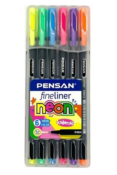 Pensan Fineliner Kalem 6Lı Neon Plastik Kutu - 1