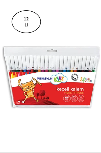 Pensan Kidz Keçeli Boya Kalemi 24 Renk 12'li