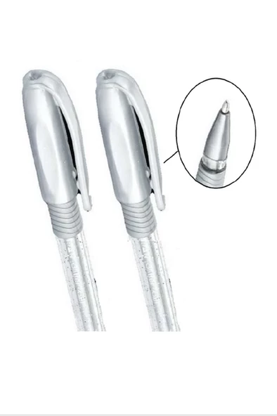 Pensan Glitter Simli Jel Kalem 1 Mm Gümüş 12'li - 2