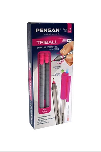 Pensan Trıball Tükenmez Kalem Pembe 12.li 1 mm