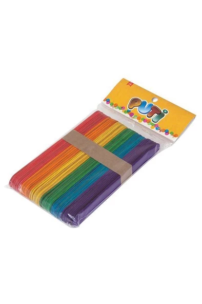 Puti Ahşap Renkli Büyük Dil Çubuğu / 4605 - 2