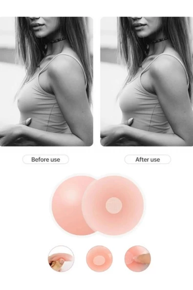 Kadın Ten Silikon Göğüs Ucu Kapatıcı Yuvarlak Meme Ucu Gizleyici - 4