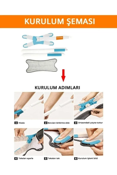 360 Derece Yeni Nesil Dönebilen Kendinden Sıkmalı X Mop Paspas - 5