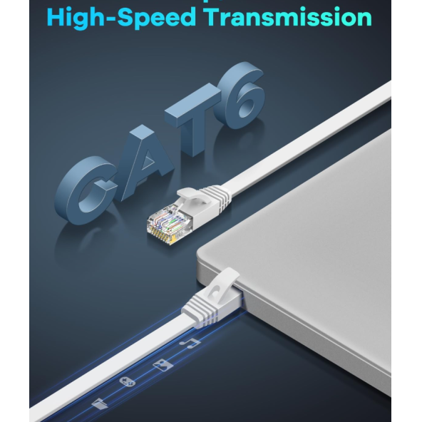 QASUL Cat 6 Ethernet Kablosu 1,5 m Yüksek Hızlı Ethernet Ağ Kablosu - 2
