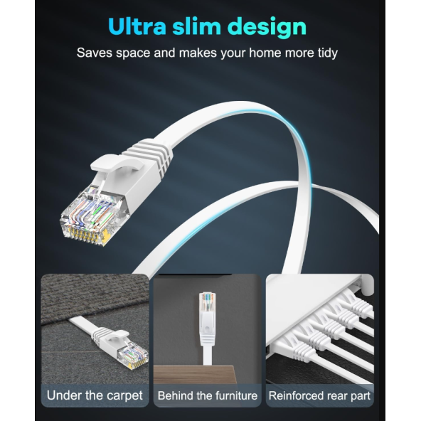 QASUL Cat 6 Ethernet Kablosu 1,5 m Yüksek Hızlı Ethernet Ağ Kablosu - 4