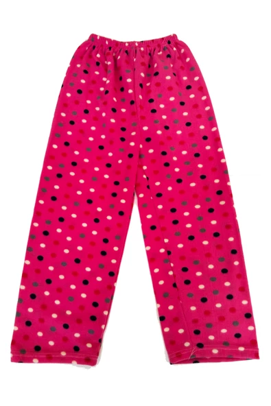 Kadın Polar Pijama Altı Termal Özellikli Pembe Puantiye Desenli Ev Giyim Cepsiz - 2
