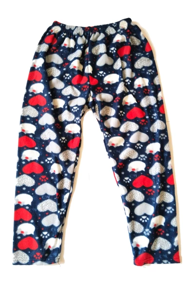 Kadın Polar Pijama Altı Termal Özellikli Kalp Desenli Büyük Beden Ev Giyim Cepsiz - 2