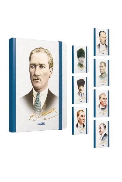 Gıpta Atatürk 13x21 120 Yaprak Çizgili İplik Dikişli Sert Kapaklı Defter - 2