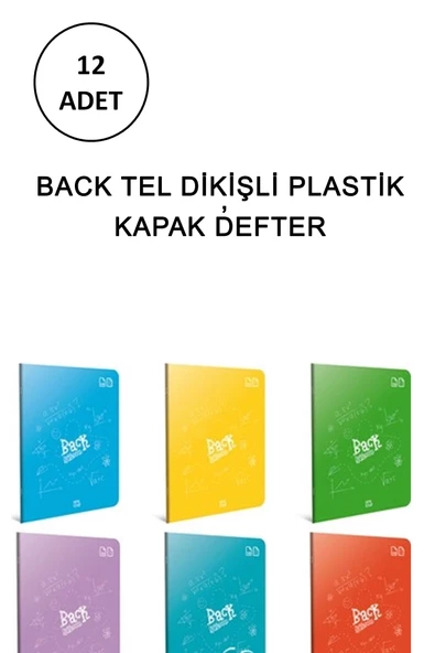 BACK Tel Dikişli Plastik Kapak Defter A5 60 Yaprak Çizgili