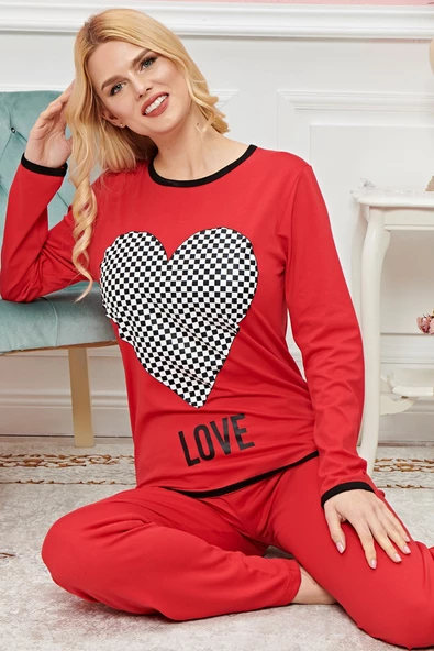 Bayan Uzun Kollu Pijama Takımı Model no 7592 - 2