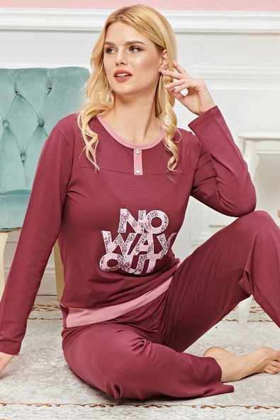 Bayan Uzun Kollu Pijama Takımı Model no 7609 - 2