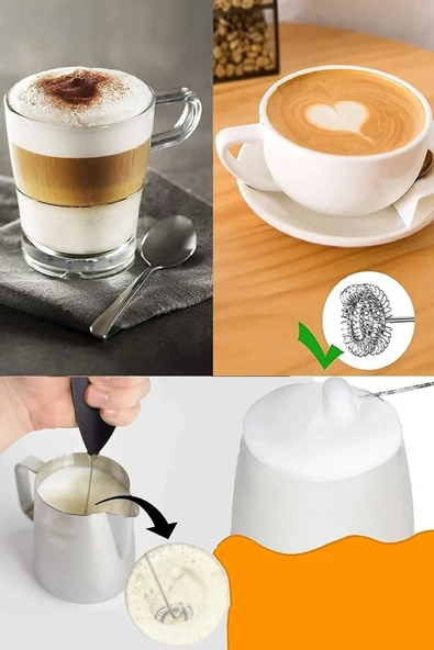 Mini Mixer Kahve Süt Köpürtücü Karıştırıcı Cappucino Mikser - Pratik Pilli Köpürtücü 1137 Bh - 4