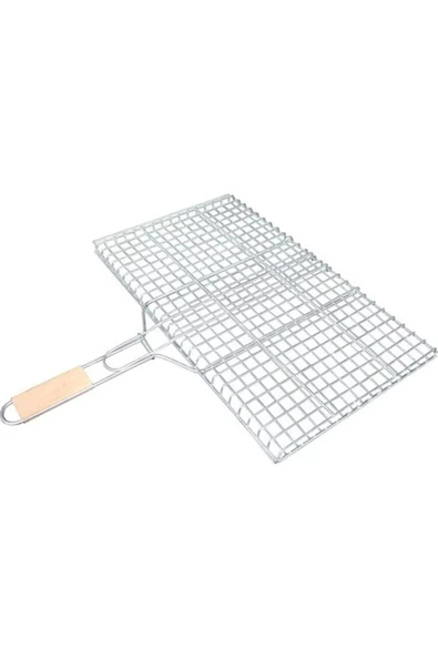 Ahşap Saplı Mangal Izgarası Galvanizli Paslanmaz Kafes Demir 32 x 42 cm - 2