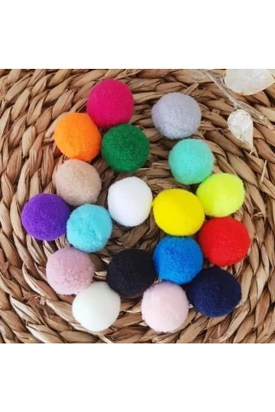 12mm Renkli Karışık Yumuşak Ponpon Peluş 200 Adet - 3
