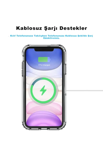 Iphone 12 Kılıf Kamera Lens Korumalı Magsafe Destekli Şeffaf Darbe Emici Sert Kapak - 2