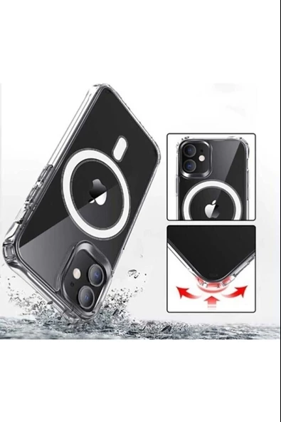 Iphone 13 Pro Kılıf Kamera Lens Korumalı Magsafe Destekli Şeffaf Darbe Emici Sert Kapak - 3