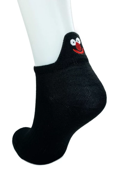 6 Çift Emoji Desen Nakış Baskılı Kadın Pamuklu Bilek Çorap - Resim 2