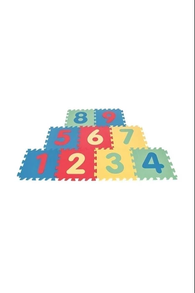 9 Parça Büyük Boy Rakamlı Sayılı Sünger Yapılı Oyun Karosu Yer Matı Puzzle Yapboz - 2