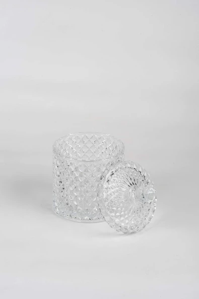 Kristal Desen Noktalı Şekerlik İşleme Kapaklı Çay Sunum 8 x 8 cm - 3