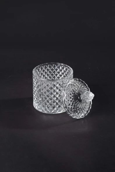 Kristal Desen Noktalı Şekerlik İşleme Kapaklı Çay Sunum 8 x 8 cm - 4