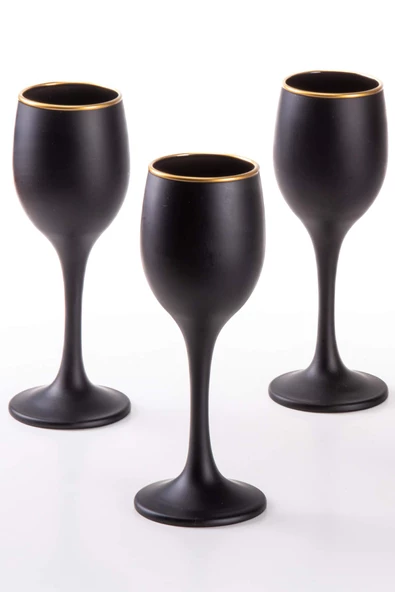 Grappa Mat Siyah Ayaklı Kahve Yanı Su Bardağı Premium 6 lı Set Kadeh 125cc x 6 adet - 2