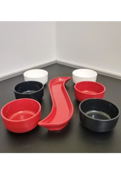 7 Parça Kahvaltı Seti Sosluk İftariyelik Çerezlik Kırılmaz Melamin Çap 7 cm - 2