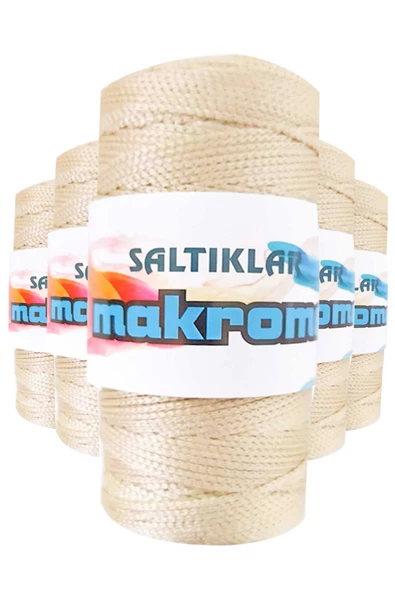 5 Adet Polyester Makrome İpi 230 Açık Bej 100 gr