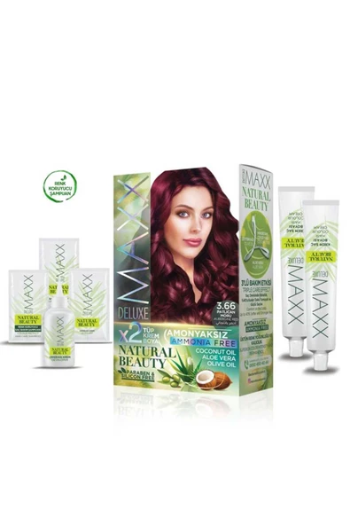 2 Paket Natural Beauty Amonyaksız Saç Boyası 3.66 Patlıcan Moru - 2