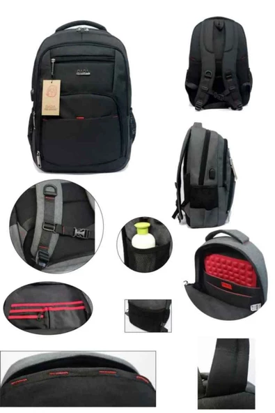 Dada Laptop Usb'li Günlük Okul Sırt Çantası  Siyah 03 - 2