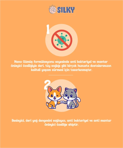 Silky - Kedi ve Köpek Vücut / Tüy ve Pati Hijyen spreyi  - Nano Gümüş İyonlu 100ml - 2
