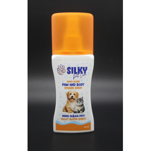 SILKY - Kedi Vücut / Tüy ve Pati Hijyen spreyi  ( Nano Gümüş -100ml )