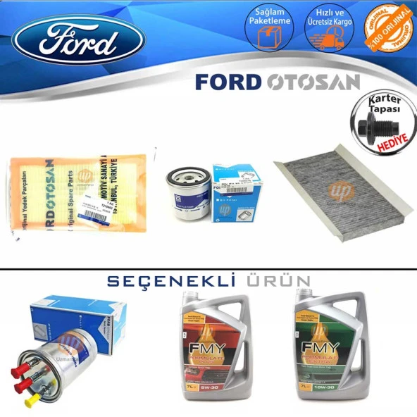 Ford Connect 1.8 Filtre Bakım Seti 2002-2013 Hava+Yağ+K.Polen+Yakıt Filtresi+Motor Yağı