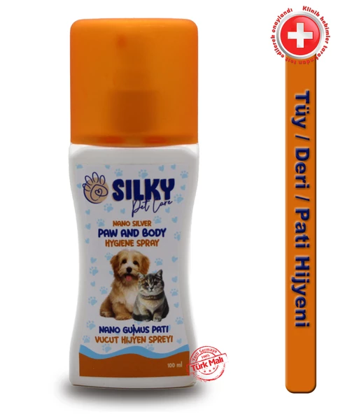 Silky - Kedi ve Köpek Vücut / Tüy ve Pati Hijyen spreyi  - Nano Gümüş İyonlu 100ml