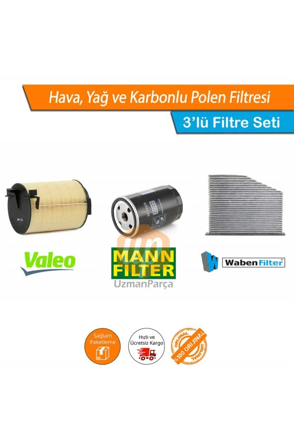 VW Passat B6 1.6 Filtre Seti Valeo Mann Wbn Karbonlu 2005-2011 ürün görseli 1
