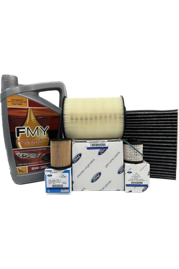 Ford Connect 1.5 TDCi Dizel Filtre Bakım Seti Hava+Yağ+K.Polen+Yakıt Filtresi+Motor Yağı