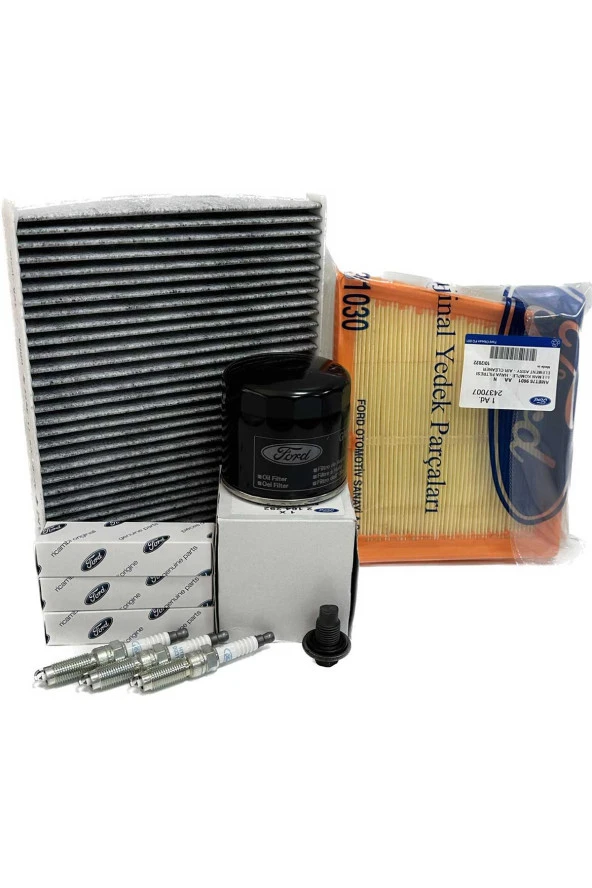 Fiesta 1.0 GDTi Ecoboost Filtre Bakım Seti 2013-2017 Hava+Yağ+Karbonlu Polen Filtresi+Buji Seti