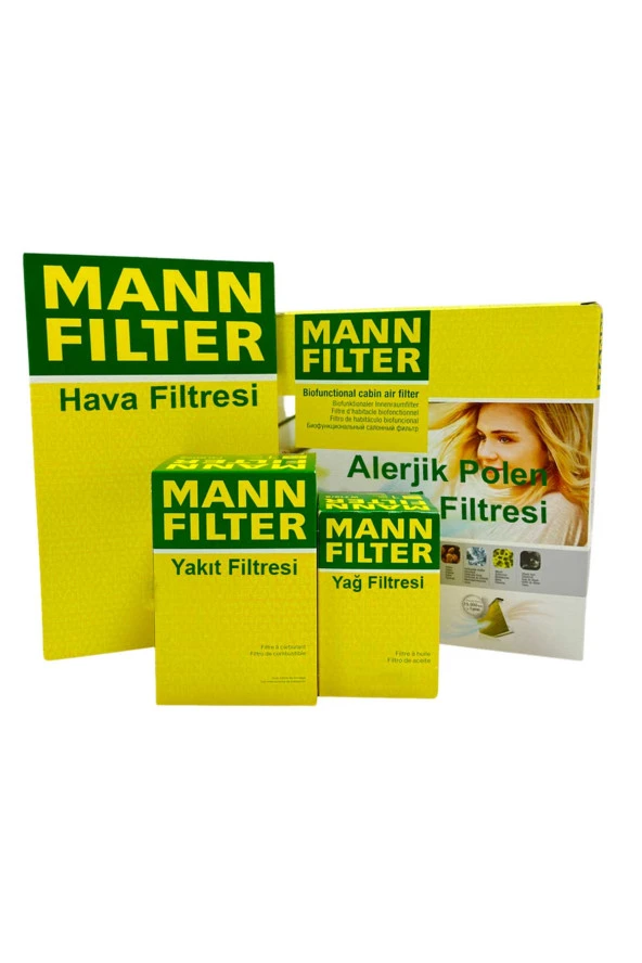 VW Transporter T5 2.5 TDI MANN Filtre Bakım Seti 2004-2010 Hava+Yağ+Yakıt+A.Alerjik Polen