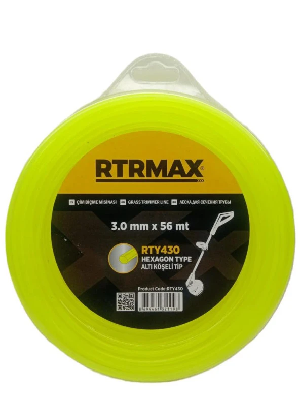 RtrMax Çim Biçme Misinası 6 Köşeli Tip 3mmX56mt Rty430