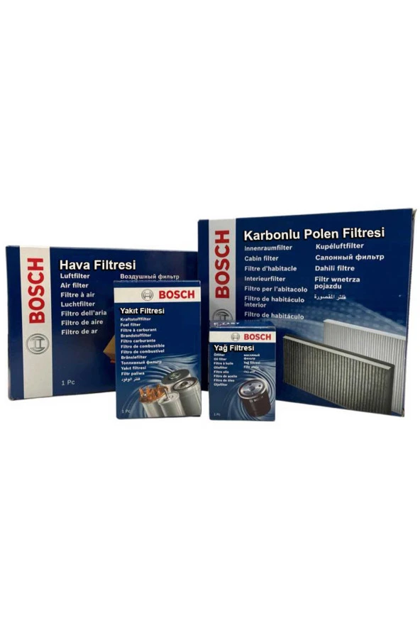 Toyota Avensis 2.0 D4D Dizel Bosch Filtre Seti 2007-2008 Hava+Yağ+Yakıt+Karbonlu Polen ürün görseli 1