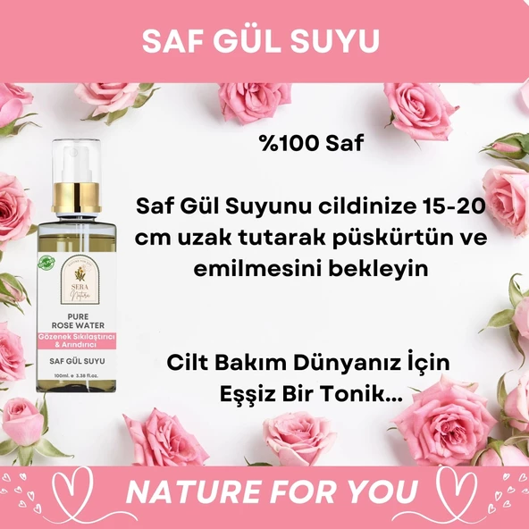 Saf Gül Suyu Arındırıcı & Gözenek Sıkılaştırıcı Cilt Bakım Toniği 100 ml. %100 Saf - 3