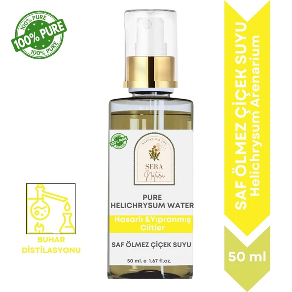 Saf Ölmez Çiçek Suyu Hasarlı & Yıpranmış Ciltler için Cilt Toniği 100 ml. %100 Saf