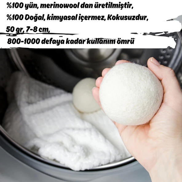 XXL Yün Kurutma Topu 3 adet 50 gr. - 3